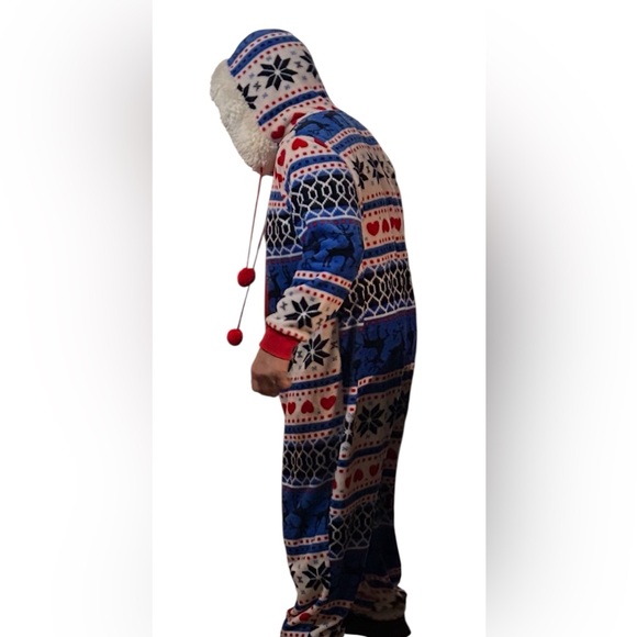 Secret Treasures Other - Secret Treasures Red Blue Plush Hoodie Union Suit Jump suit one piece pajama